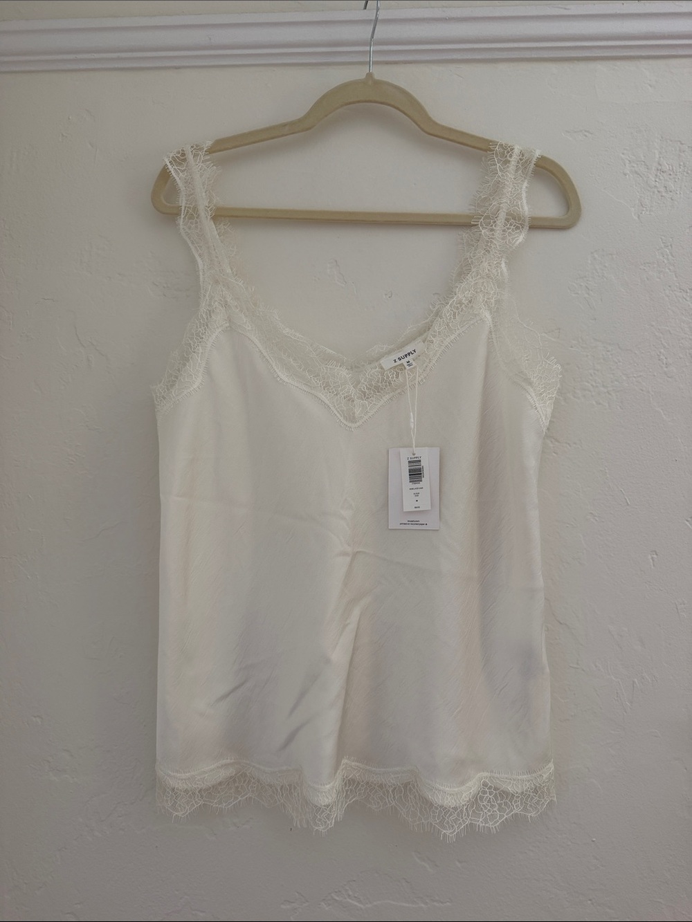 Z Supply White Lace-Trim Slip Cami